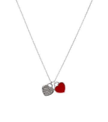 TIFFANY & CO レッド ダブル ハート シルバー ネックレス 52070 155740724