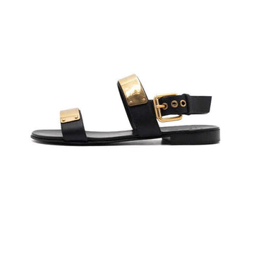 GIUSEPPE ZANOTTI Schwarze Leder Sandalen mit goldfarbener Metall-Zierleiste für Herren Zak aa63428 155741958