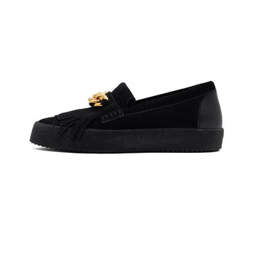 GIUSEPPE ZANOTTI Schwarze Wildleder-Tassel mit goldener Kette Herren Slip-On Sneakers aa63427 155742042
