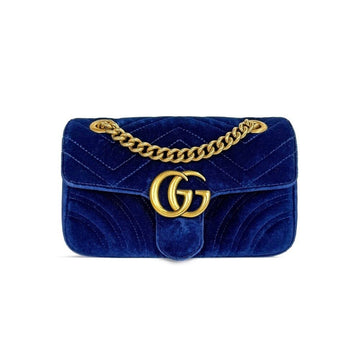 GUCCI マトラッセベルベットショルダーバッグブルー446744 155759313