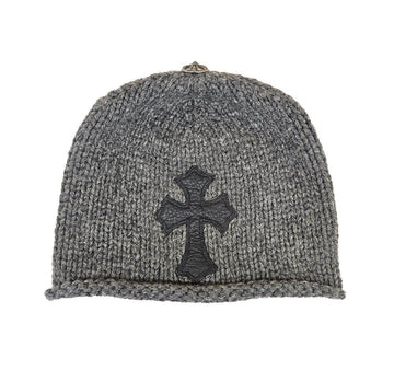 Chrome Hearts Cashmere Leather Patch Beanie Gray 155762042