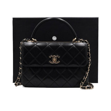 CHANEL ブラックラムスキンゴールドメタルトレンディCCスモールフラップトートバッグ兼ショルダーバッグ A92236 152316077