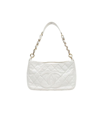 CHANEL ホワイトキャビアスキンタイムレスショルダーバッグ 50939 155797414