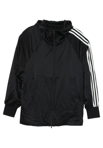 Yohji Yamamoto Tech Silk Zip Up Hooded Jacket Black IQ1798 63785345
