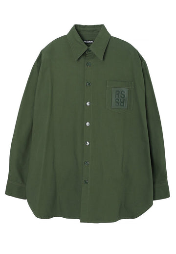 RAF SIMONS R pins オーバーサイズデニムシャツジャケット カーキ 222M243100800023 40393551