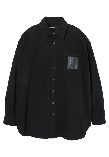 RAF SIMONS ラフ・シモンズ R ピン オーバーサイズ デニム シャツ ジャケット ブラック 222M243100320099 37119591