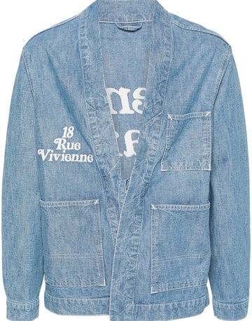 Kenzo Verde Stone Bleach Blue Denim Kimono Jacket 75776511