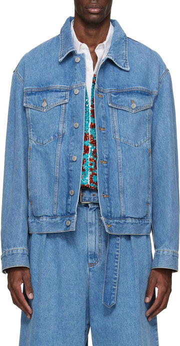 Dries Van Noten Skin Denim Jacket Light Blue 155859726