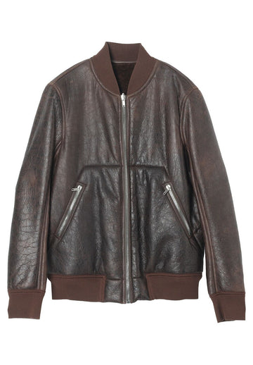 RICK OWENS Lamm Schaffell Wendbare Klassische Flugjacke Braun RU02C7789 LSHB 04 65044683