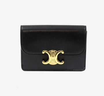 CELINE トリオンフ フラップ カードケース ブラック ゴールド 8695081915 155866568
