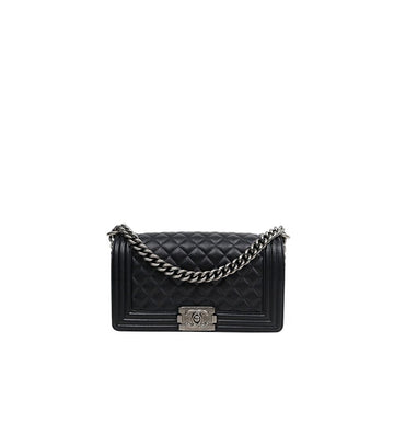CHANEL ミディアム ブラック カーフスキン ボーイ ショルダーバッグ 57559 155891644