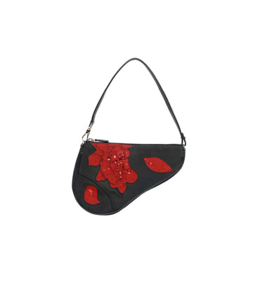 Dior Black Rose Saddle Shoulder Bag 47972 155891654