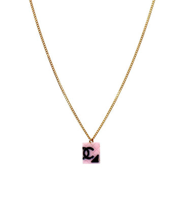 CHANEL Pink Camellia Gold Necklace 52308 155892062