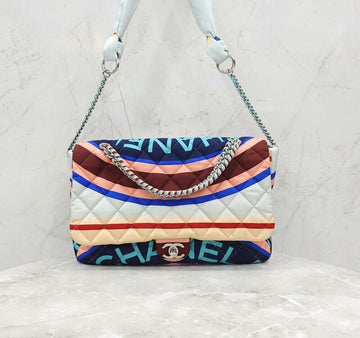 CHANEL ファブリックマルチカラープラッドフラップショルダーバッグ 155005482
