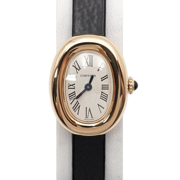 CARTIER 18Kイエローゴールドベヌアミニレザーバンドクォーツ女性用時計 aa63352 155928195