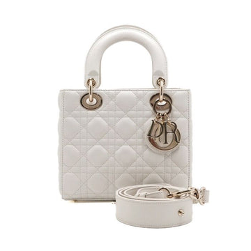 Dior White Lambskin Lady Small My ABC Gold Tote Bag and Shoulder Bag 123456 155928337
