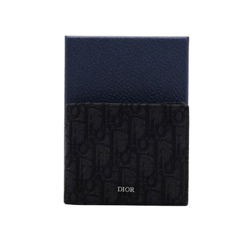 DIOR ブラックオブリークジャカードコンパクトメンズ財布 aa63578 155942458
