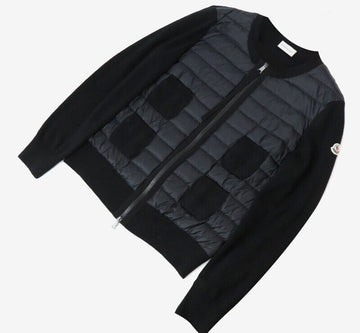 Moncler Wool Zip-Up Padded Cardigan L Black 8730652804 155943491