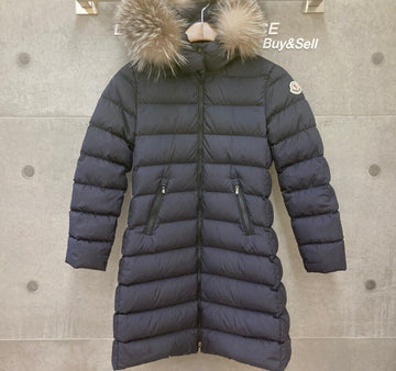 MONCLER キッズ アベル 女の子用 フォックスファー ロングダウン ネイビー J050403 155943499