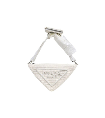 Prada White Raffia Triangle Shoulder Bag 58504 156004009