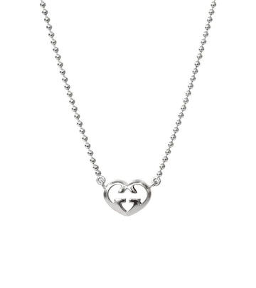GUCCI ハートインターロッキングG シルバーネックレス 58007 156005369