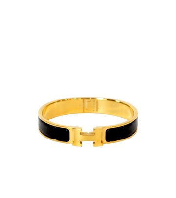 HERMES Schwarzes Click H-Armband Gold 54192 156008542