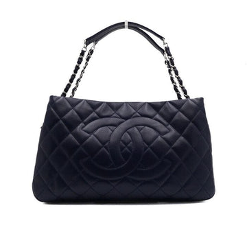 CHANEL キャビアスキン タイムレス CCロゴ ジッパー ショッピング シルバー チェーン ショルダーバッグ A66872 156010893