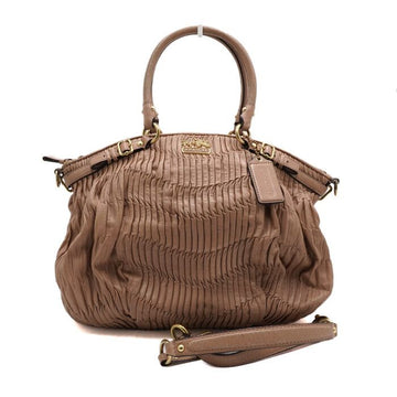 COACH ベージュレザーガザーソフィアトートバッグ兼ショルダーバッグ aa63741 156011014
