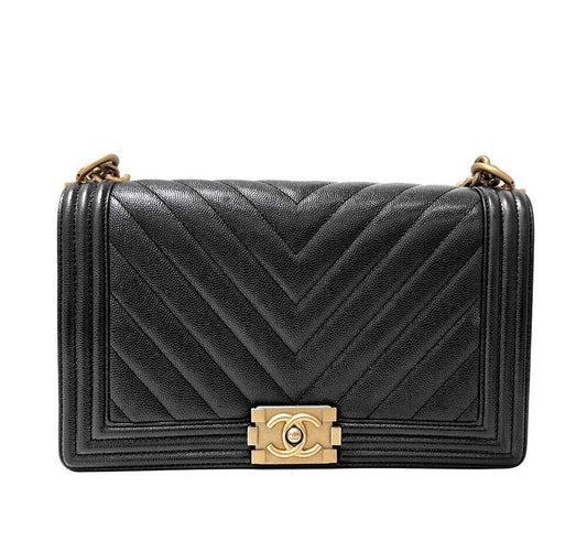 CHANEL キャビア シェブロン ボーイバッグ ニューミディアム 7167349170 70603248