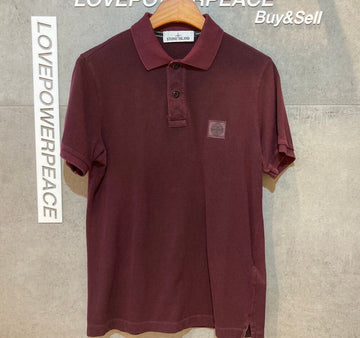 Stone Island Slim Fit Short Sleeve Polo Shirt Burgundy D050406 148409603