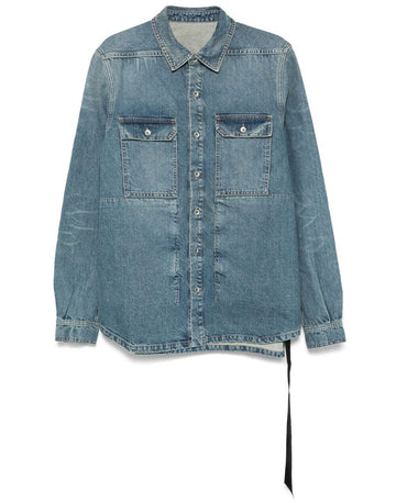 RICK OWENS Washed Indigo Denim Outer Shirt DU01E3755 DWB 06 135703521
