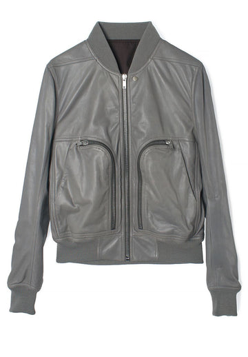 RICK OWENS ラムレザー BAUHAUS フライトジャケット ウォッシュド インディゴ 06 147376322