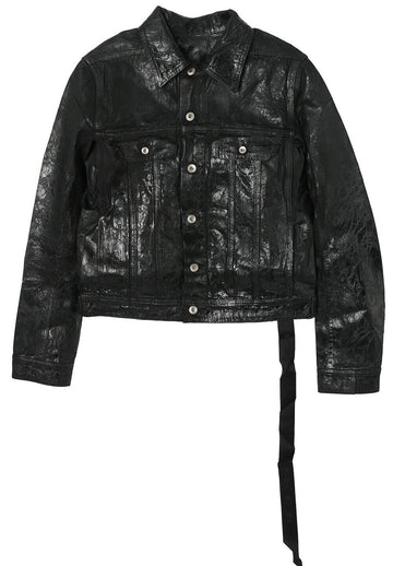 RICK OWENS メガクルシュ ブラック デニム スリム トラッカー ジャケット DU02D2751 BMC 09 119024212