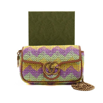 GUCCI Mini-Chain-Schultertasche aus Rafia mit Crossbody-Funktion 780182 GG Marmont 156077128