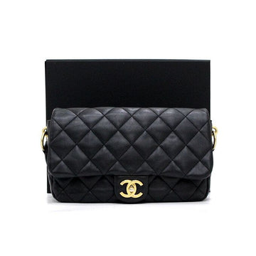 CHANEL Schwarze Leder Schultertasche mit CC-Flap und goldenen Beschlägen AS5345 25Saison 156077135