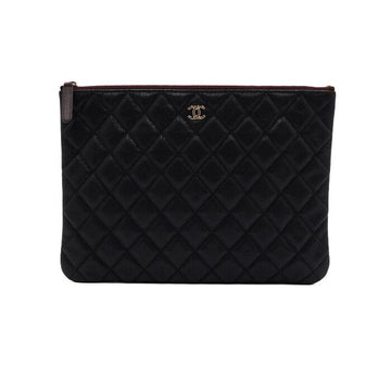 CHANEL Schwarze Kaviar Gold CC Klassische Neue Medium Clutch A82545 156077141