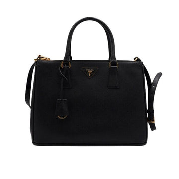 PRADA ブラック ガレリア サフィアーノ ラックス ゴールド ロゴ ダブルジッパー トートバッグ 兼 ショルダーバッグ 1BA274 156077152