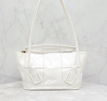 Bottega Veneta White Intrecciato Arco Bag Small 666873 143687485