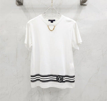 LOUIS VUITTON LV Gestreiftes Druck Kette Kurzarm T-Shirt 137609614