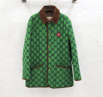 Gucci gg GG Green Quilted Collar Jacket 676488 141447288