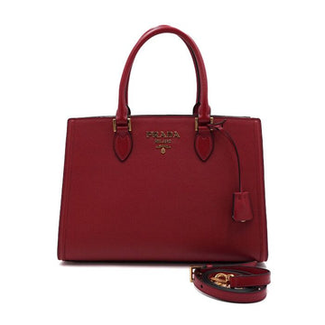 PRADA 1BA228 レッド サフィアーノ ゴールドロゴ トートバッグ ショルダーバッグ aa63885 156184596