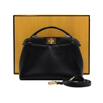 Fendi Black Leather Peekaboo Mini Tote Bag and Shoulder Bag Crossbody 8BN244 156184602