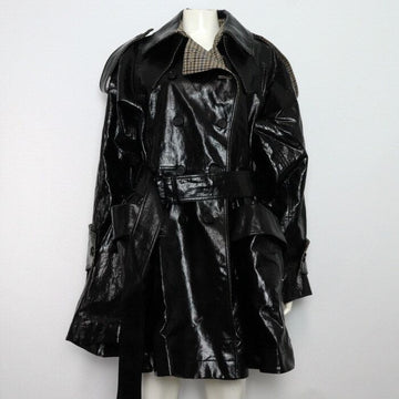 Chloe Black Coated Linen Double Breasted Short Riding Women's Coat Jacket 52191001 156217204