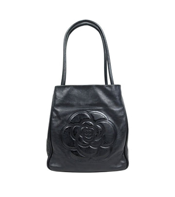 CHANEL Schwarze Camellia Embossed Schultertasche 57034 156218833