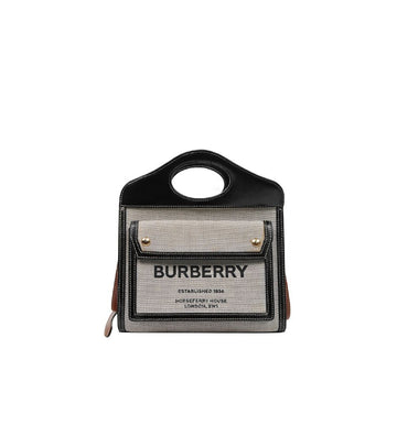 Burberry Black Two-Tone Canvas Leather 2WAY Bag 57110 156219198