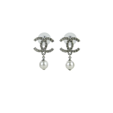 CHANEL Pearl Crystal Drop Earrings 14095 156221412