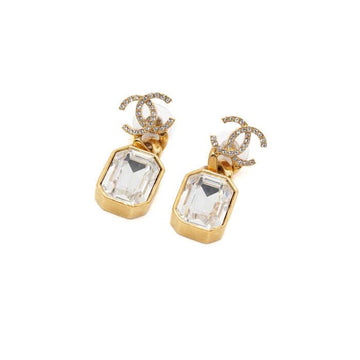 CHANEL Gold Crystal CC Logo Women's Earrings AA63942 156230973