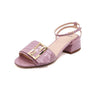 Fendi Pink Leather Sandals with Gold FF Logo 8X7091 156230974 [P]