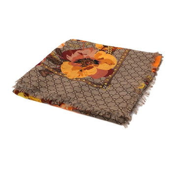 Gucci Wool Flower Print Shawl Scarf 140x140 156241633
