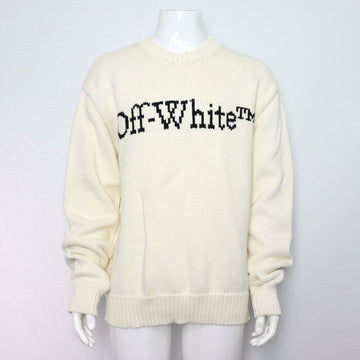 OFF WHITE ホワイトコットンブラックロゴメンズニット OMHE167C99 156248017